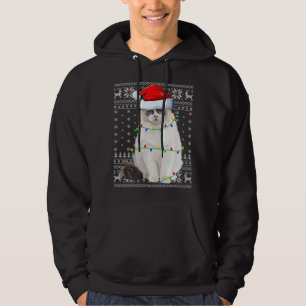Santa Hat Ragdoll Cat Xmas Lighting Ugly Ragdoll C Hoodie