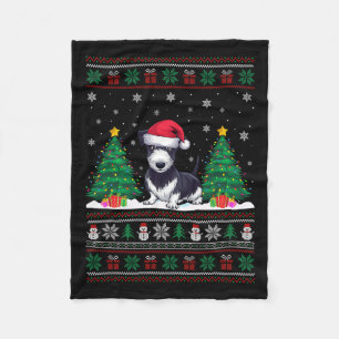 Santa Hat Rat Terrier Dog Christmas Tree Lights Ug Fleece Blanket
