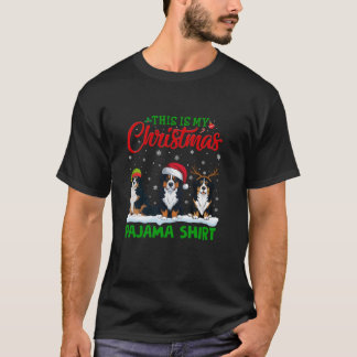 Santa Hat Reindeer Bernese Mountain Dog Christmas T-Shirt