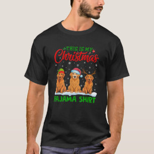 Santa Hat Reindeer Golden Retriever Dog Christmas  T-Shirt