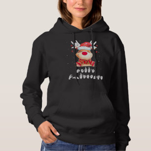 Santa Hat Reindeer I Love You Sign Language Merry Hoodie