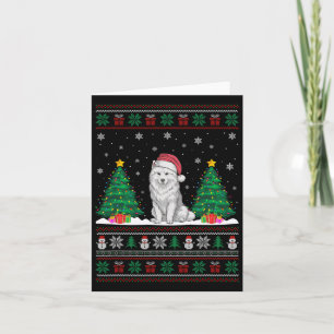 Santa Hat Samoyed Dog Christmas Tree Lights Ugly S Card