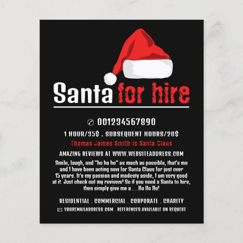 Santa Hat Santa Claus Entertainer Advertising Flyer
