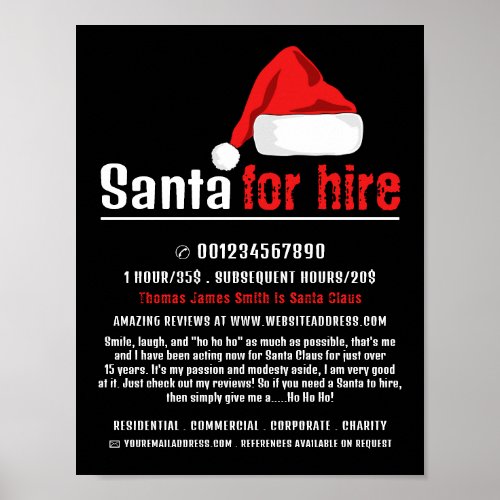 Santa Hat Santa Claus Entertainer Advertising Poster