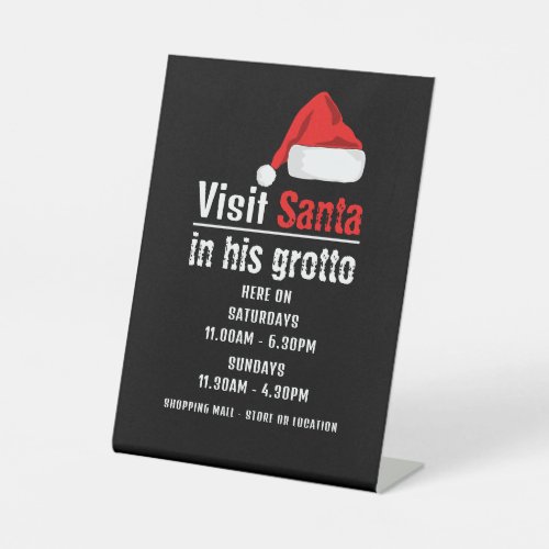 Santa Hat Santa Claus Visitor Hours Pedestal Sign