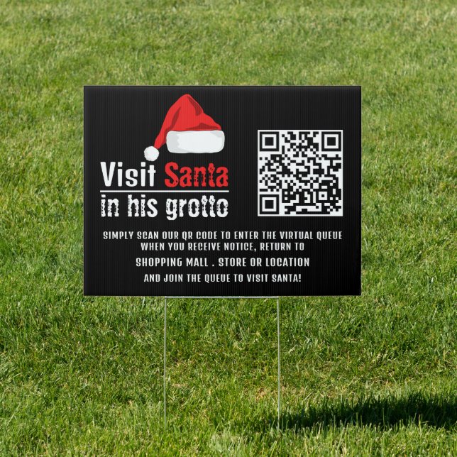 Santa Hat, Santa Visit, QR Code Queue Grotto Sign (Insitu)