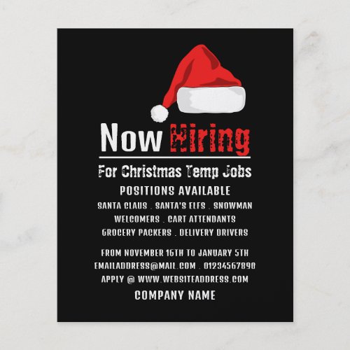 Santa Hat Seasonal Recruitment Advertising Flyer