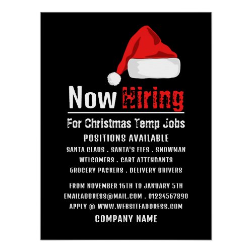 Santa Hat Seasonal Recruitment Advertising Poster
