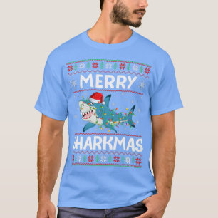 Santa Hat Shark Christmas Lights Ugly Merry Sharkm T-Shirt