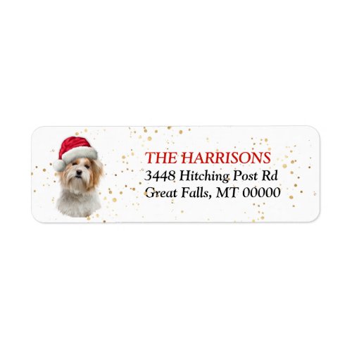 Santa Hat Shih Tzu Dog Return Address Label
