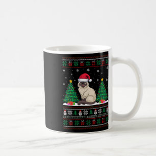 Santa Hat Siamese Cat Christmas Tree Lights Ugly S Coffee Mug