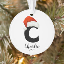 Santa Hat Simple Customizable Letter C Christmas