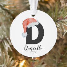 Santa Hat Simple Customizable Letter D Christmas