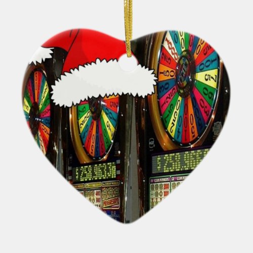 Santa Hat Slot Machines Ceramic Ornament