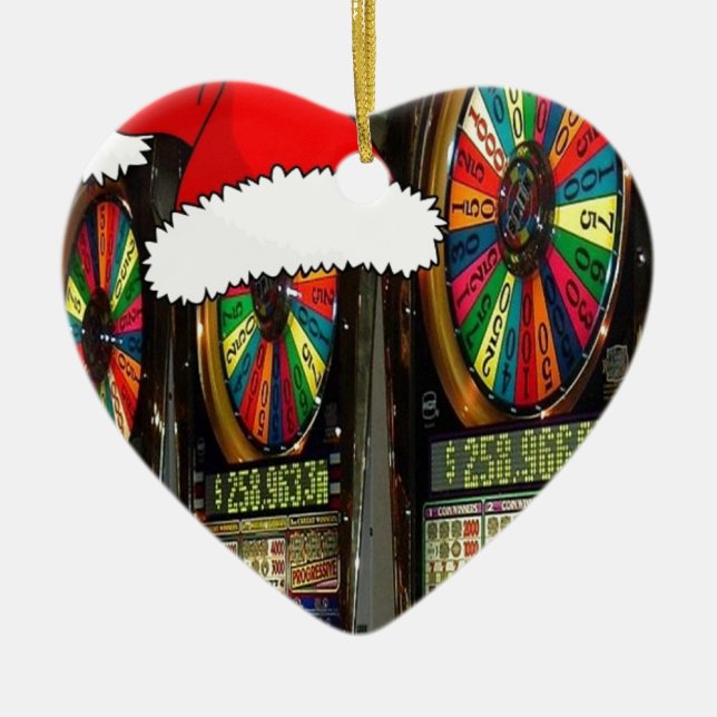 Santa Hat Slot Machines Ceramic Ornament (Front)