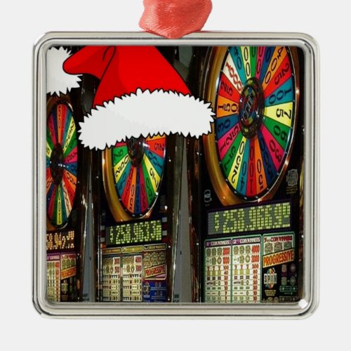 Santa Hat Slot Machines Metal Ornament