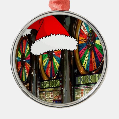 Santa Hat Slot Machines Metal Ornament