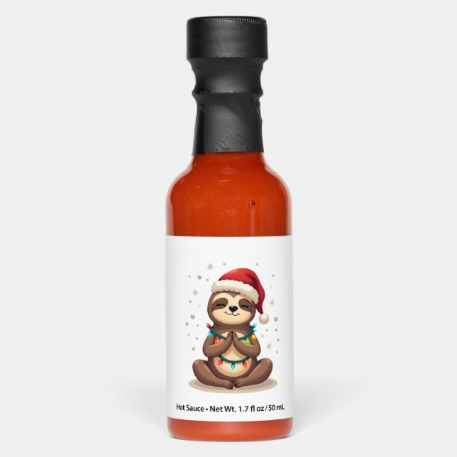 Santa Hat Sloth Lights Christmas Cute Pajama Sloth Hot Sauces (Front)
