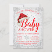 Santa Hat Snowflake Christmas Baby Shower Invitation (Front)