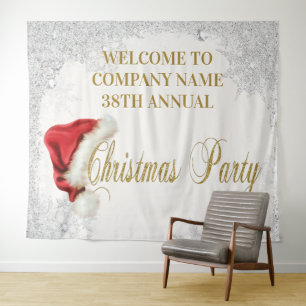 Santa Hat Snowflake Christmas Party Backdrop