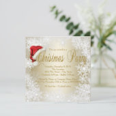 Santa Hat Snowflake Christmas Party Invitation (Standing Front)