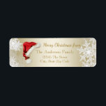 Santa Hat Snowflake Christmas Return Address Label<br><div class="desc">Christmas return address labels with cute red Santa hat on a pretty gold snowflake background. You can easily customize these cute red Santa hat and snowflake address labels by simply adding your details.</div>