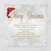 Santa Hat Snowflake Corporate Christmas Party Invitation