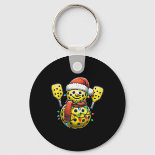 Santa Hat Snowman Family Matching Pickleball Chris Keychain