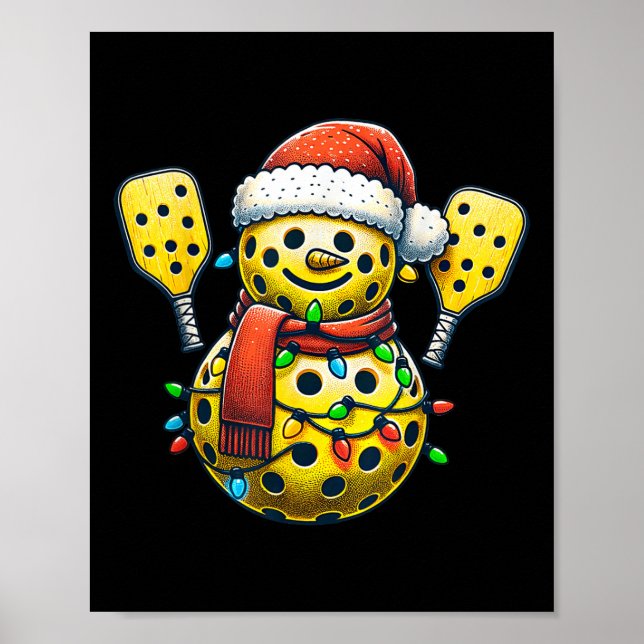 Santa Hat Snowman Family Matching Pickleball Chris Poster (Front)