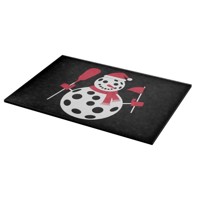 Santa Hat Snowman Family Xmas Matching Pickleball  Cutting Board (Corner)
