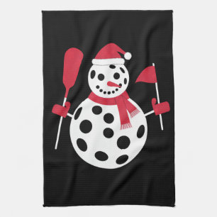Santa Hat Snowman Family Xmas Matching Pickleball  Kitchen Towel