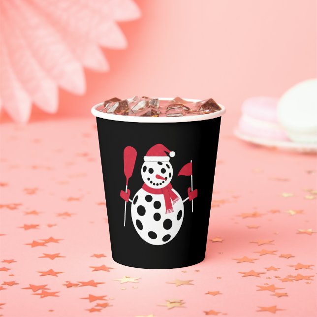 Santa Hat Snowman Family Xmas Matching Pickleball  Paper Cups (Insitu)