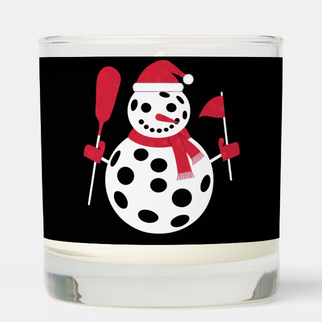 Santa Hat Snowman Family Xmas Matching Pickleball  Scented Candle (Front)