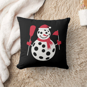 Santa Hat Snowman Family Xmas Matching Pickleball  Throw Pillow