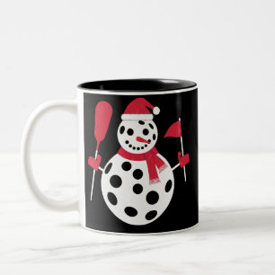 Santa Hat Snowman Family Xmas Matching Pickleball Two-Tone Coffee Mug