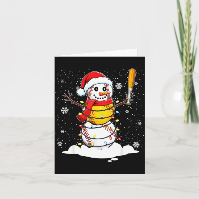 Santa Hat Snowman Xmas Funny Baseball Softball Chr Card (Front)