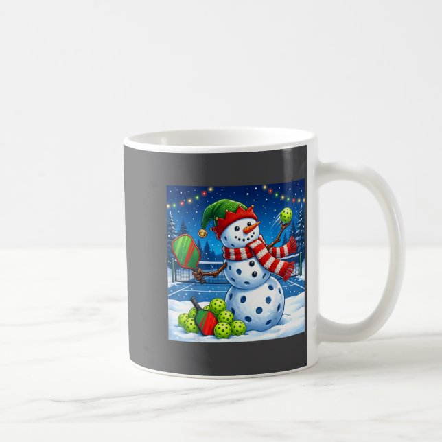 Santa Hat Snowman Xmas Funny Ckleball Christmas  Coffee Mug (Right)
