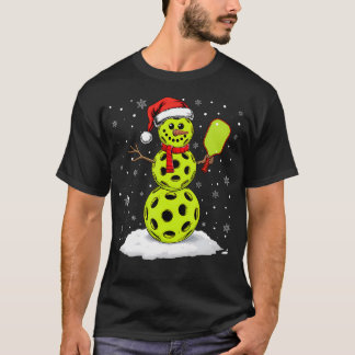 Santa Hat Snowman Xmas Funny Pickleball Lover Chri T-Shirt