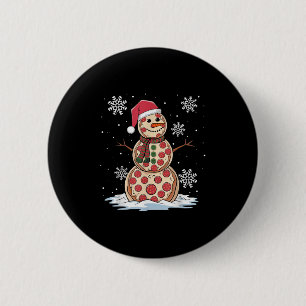 Santa Hat Snowman Xmas Funny Pizza Snowman Lover C Button