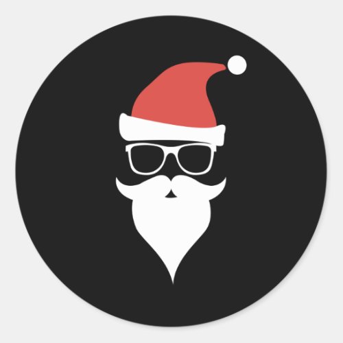 Santa hat sunglasses beard Santa Claus Classic Round Sticker