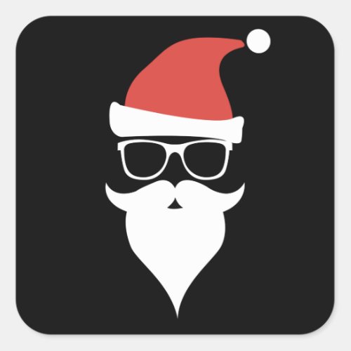 Santa hat sunglasses beard Santa Claus Square Sticker
