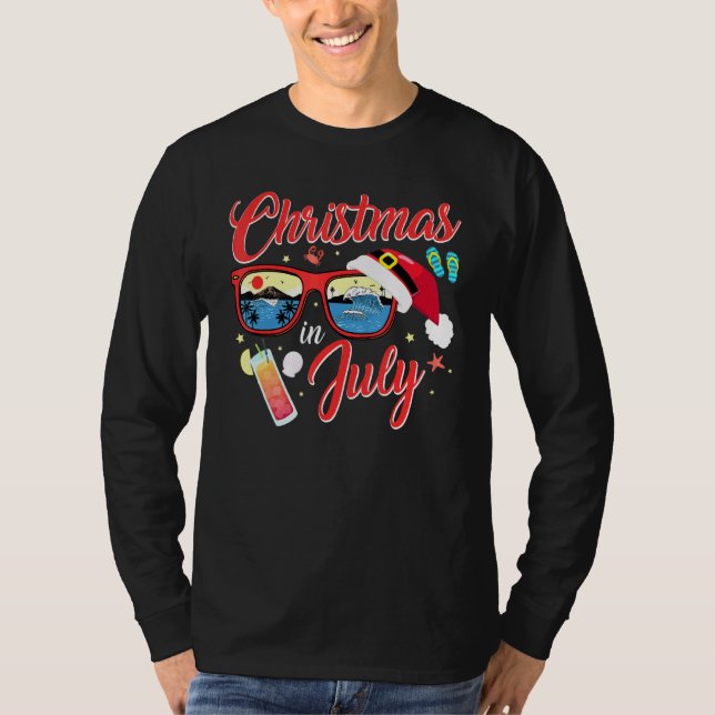 Santa Hat Sunglasses Summer Christmas In July 1 T-Shirt (Front)