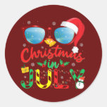 Santa Hat Sunglasses Summer Christmas In July  Classic Round Sticker