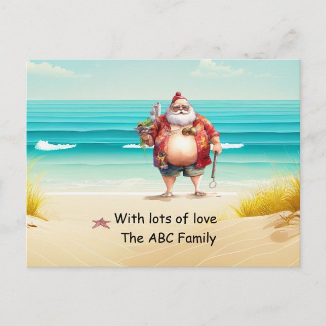 Santa Hat Sunglasses Summer Christmas In July Holiday Postcard (Front)