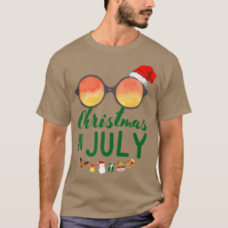 Santa Hat Sunglasses Summer Christmas In July Prem T-Shirt