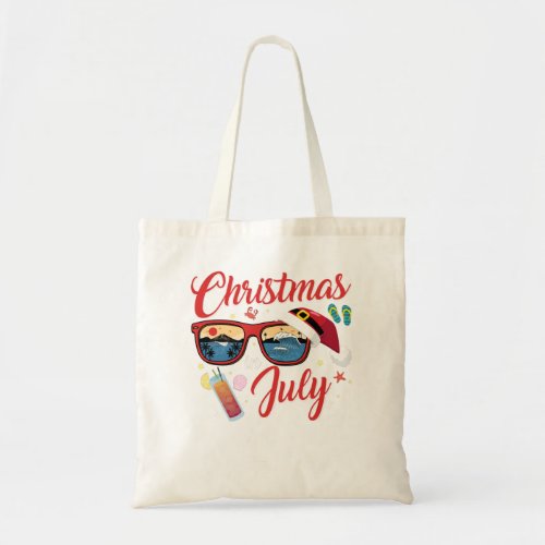 Santa Hat Sunglasses Summer Christmas In July Tote Bag