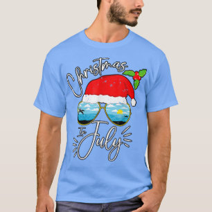 Santa Hat Sunglasses Summer Vacation Christmas In T-Shirt