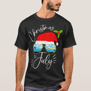 Santa Hat Sunglasses Summer Vacation Christmas In T-Shirt