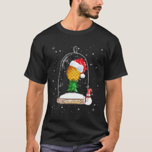 Santa Hat Swinger Upside Down Pineapple Snow Globe T-Shirt