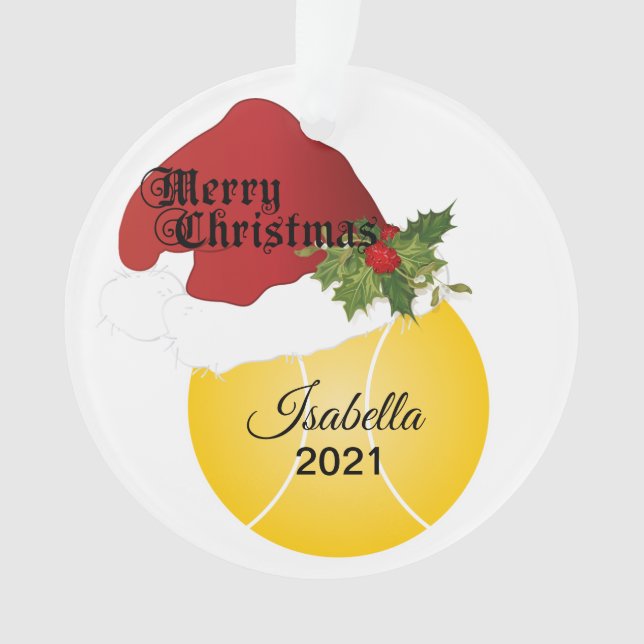 Santa Hat Tennis Design | DIY Name Ornament (Front)